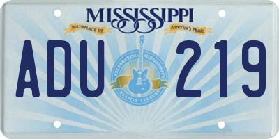 MS license plate ADU219