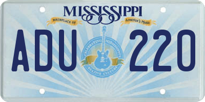 MS license plate ADU220