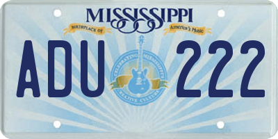 MS license plate ADU222