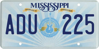 MS license plate ADU225