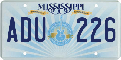 MS license plate ADU226