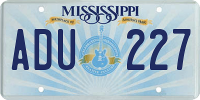 MS license plate ADU227