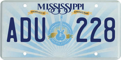 MS license plate ADU228