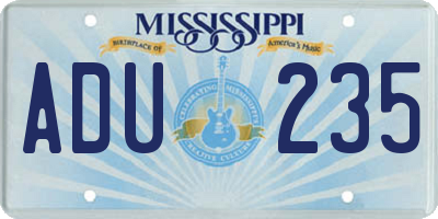 MS license plate ADU235