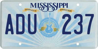 MS license plate ADU237