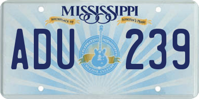 MS license plate ADU239