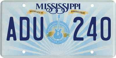 MS license plate ADU240
