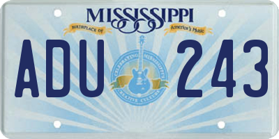 MS license plate ADU243