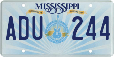 MS license plate ADU244
