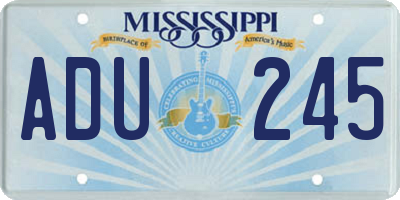MS license plate ADU245