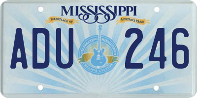MS license plate ADU246