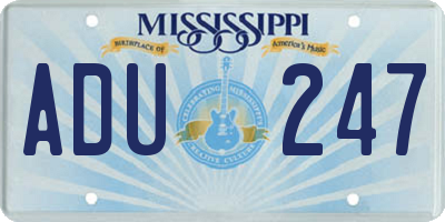 MS license plate ADU247