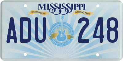 MS license plate ADU248