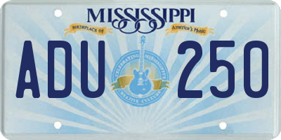 MS license plate ADU250