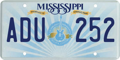 MS license plate ADU252