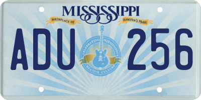 MS license plate ADU256