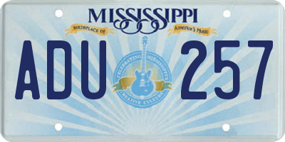 MS license plate ADU257