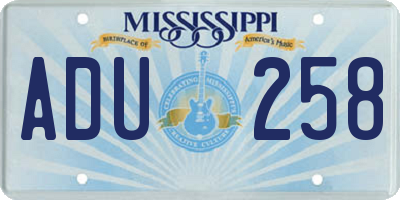 MS license plate ADU258