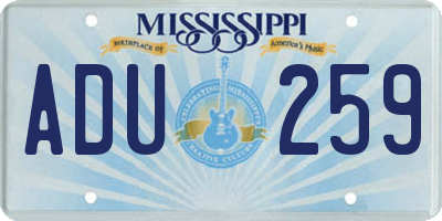 MS license plate ADU259