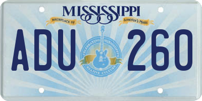MS license plate ADU260