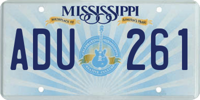 MS license plate ADU261