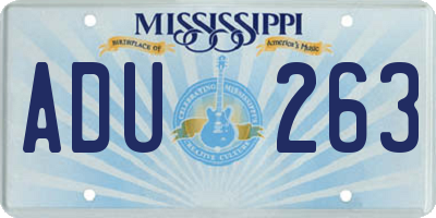 MS license plate ADU263