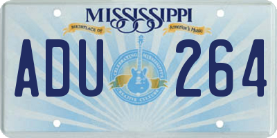 MS license plate ADU264