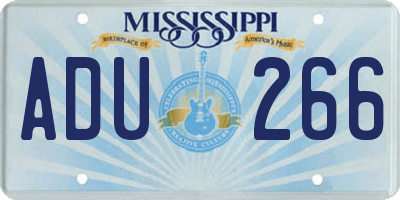 MS license plate ADU266