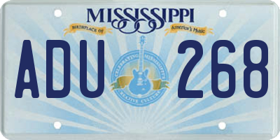 MS license plate ADU268