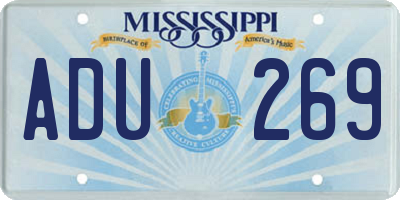 MS license plate ADU269
