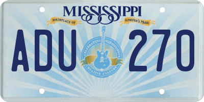 MS license plate ADU270