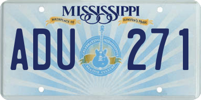 MS license plate ADU271