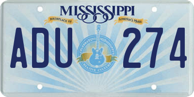 MS license plate ADU274