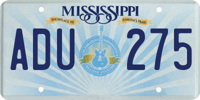 MS license plate ADU275