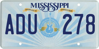 MS license plate ADU278