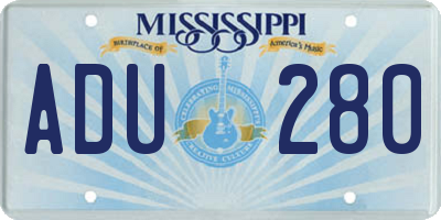 MS license plate ADU280