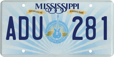 MS license plate ADU281
