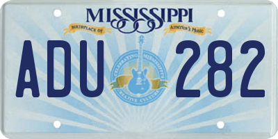 MS license plate ADU282