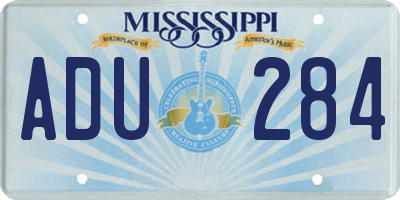 MS license plate ADU284