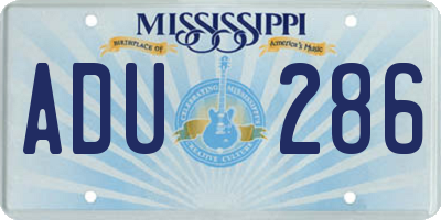 MS license plate ADU286