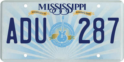 MS license plate ADU287