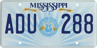 MS license plate ADU288