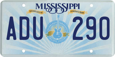 MS license plate ADU290