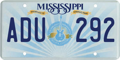 MS license plate ADU292
