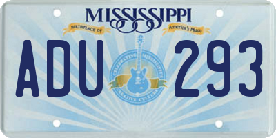 MS license plate ADU293
