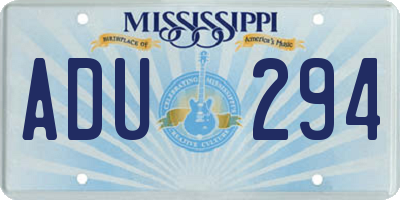 MS license plate ADU294