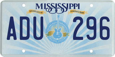 MS license plate ADU296