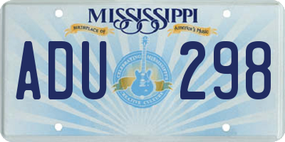 MS license plate ADU298