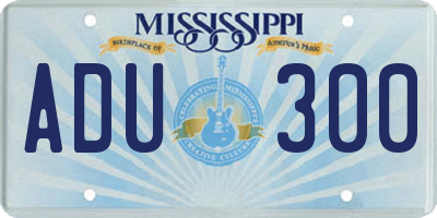 MS license plate ADU300