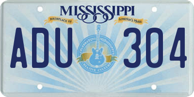 MS license plate ADU304